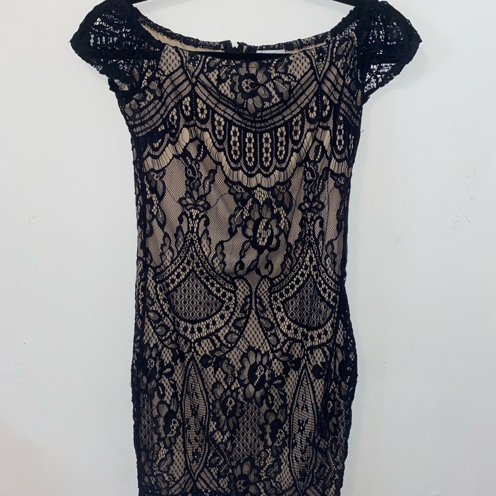 Black cream lace dress